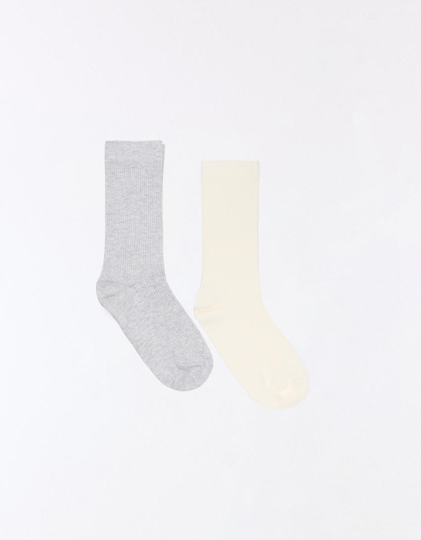 Basic ribbed socks-Grey