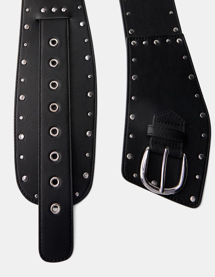 Wide studded belt