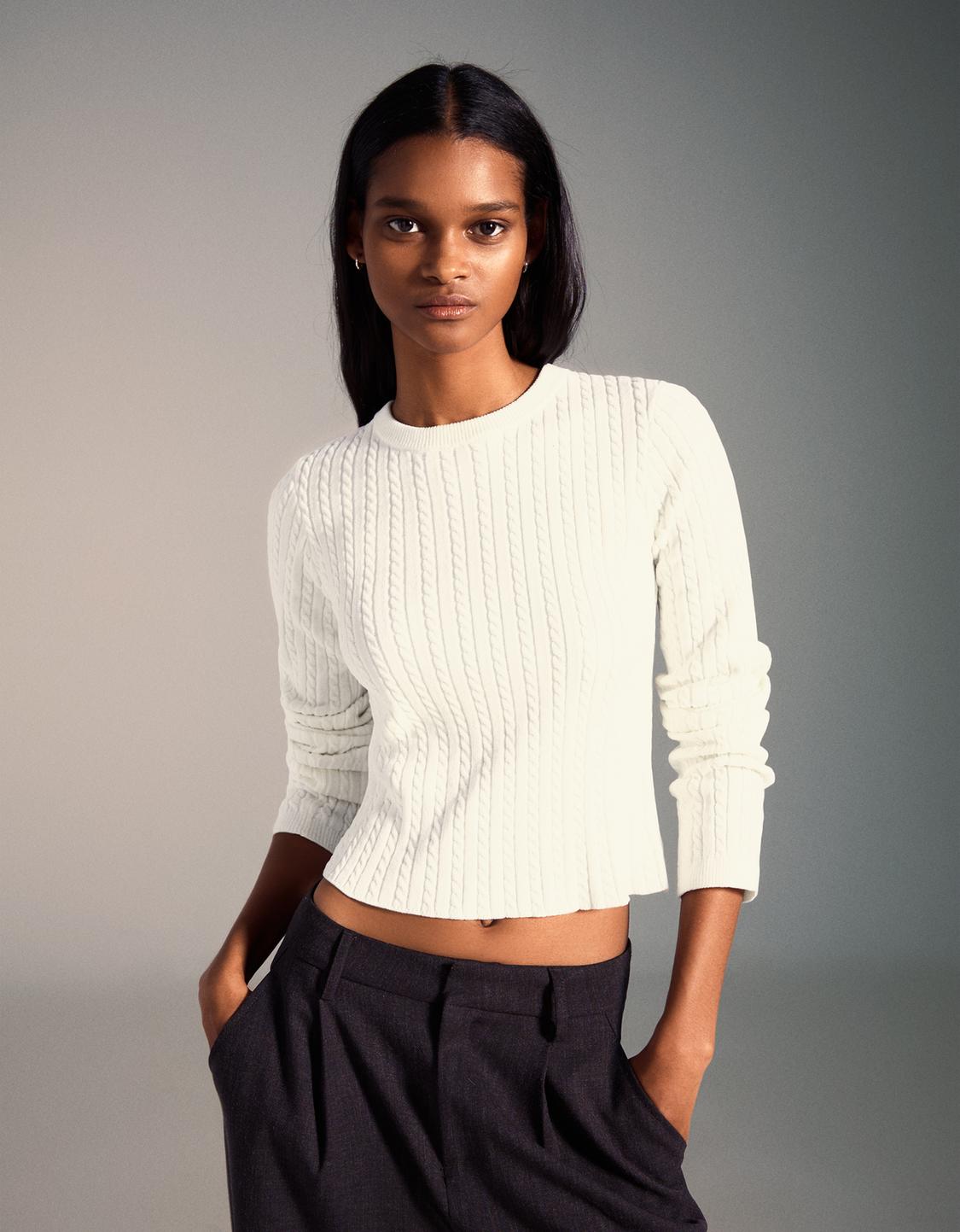 Pulover chenille model împletit