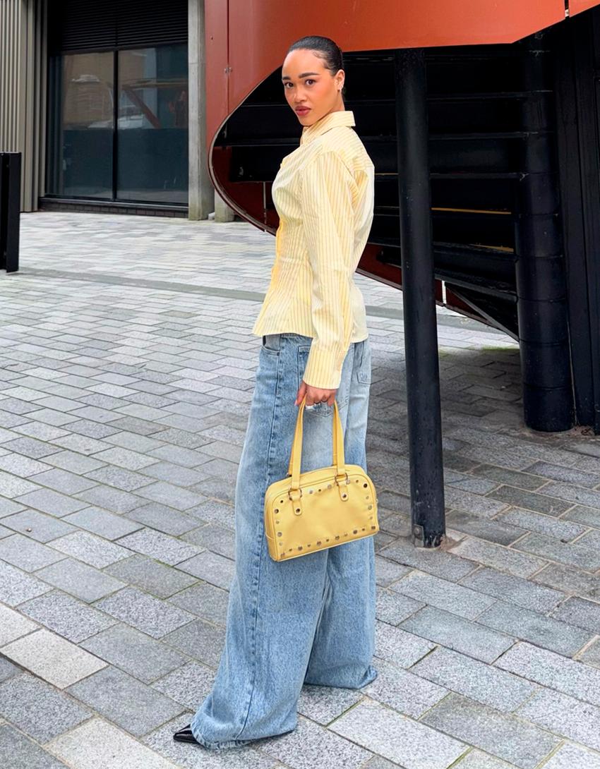 Low-rise boyfriend jeans-Light blue