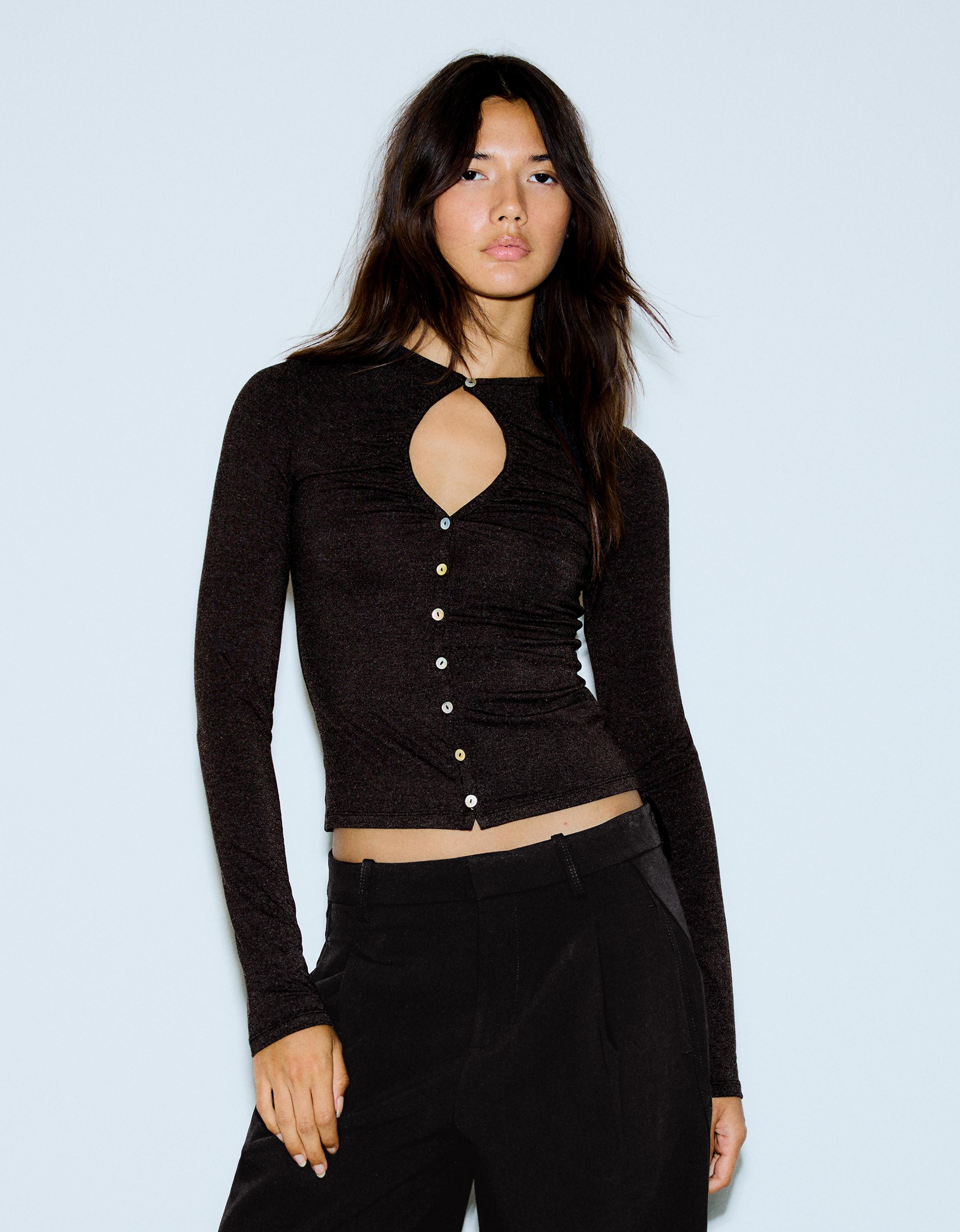 Jacket with neckline split — Grey
