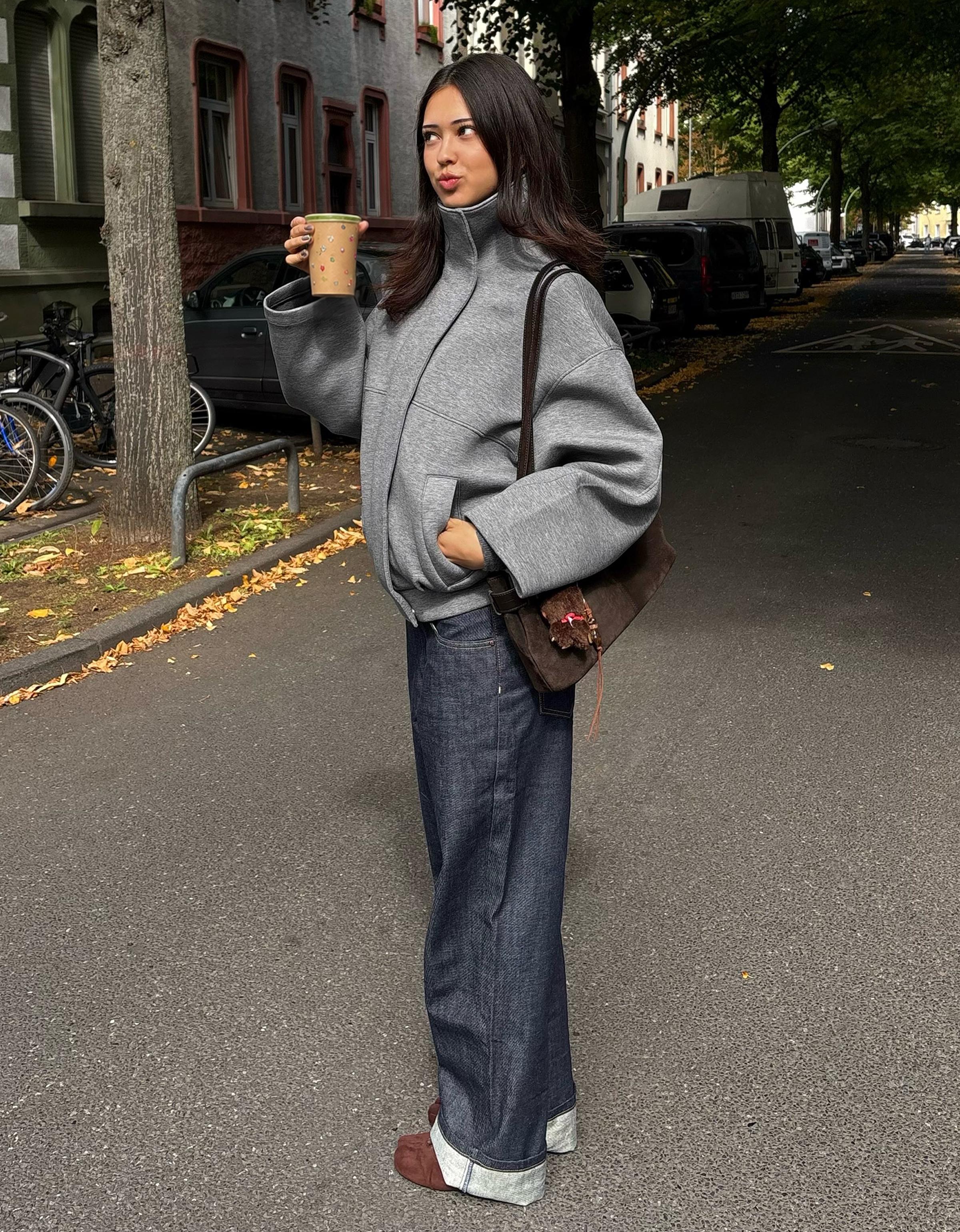 Bershka Oversize scuba kumaş ceket görsel 6