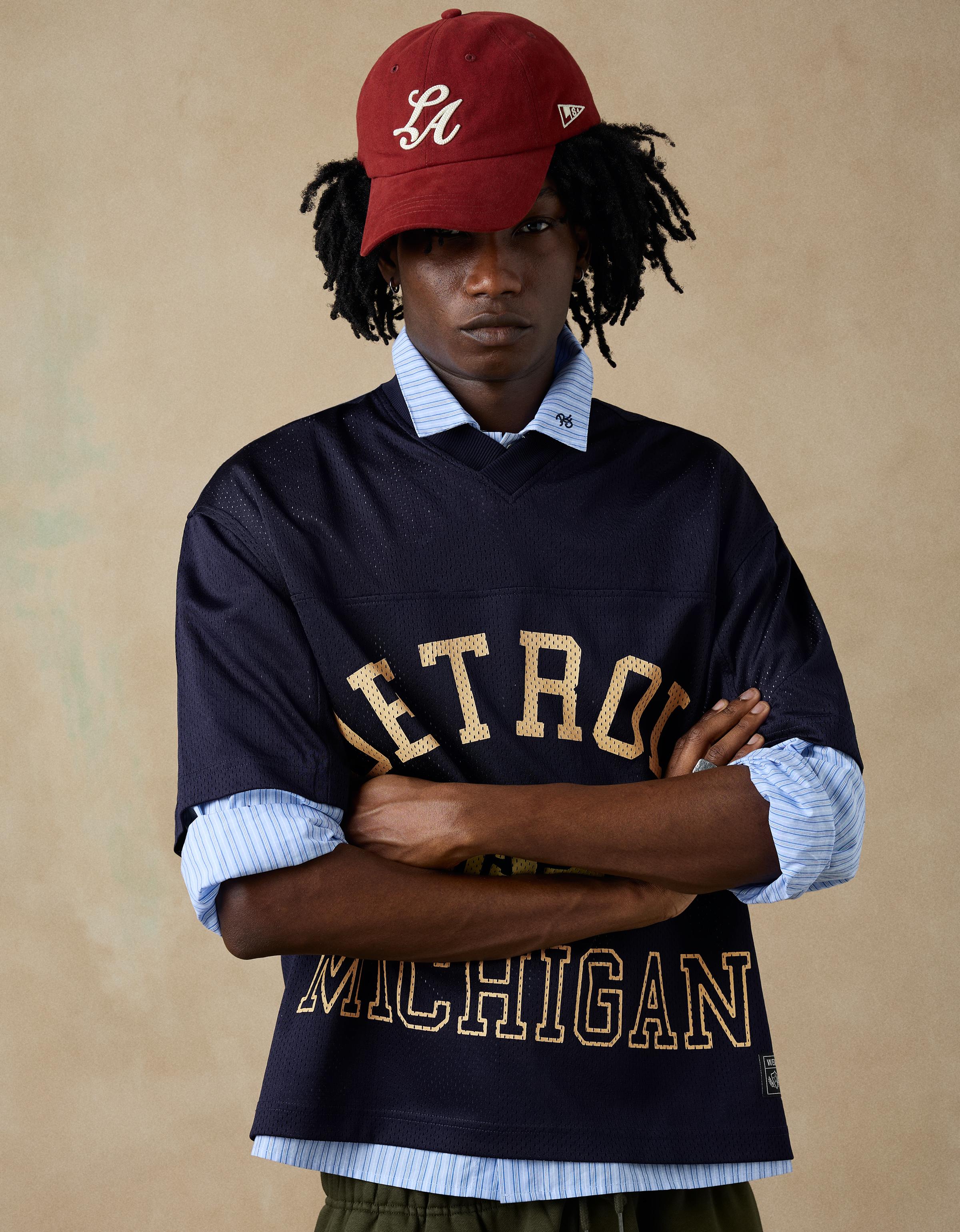 Mesh print T-shirt — Navy
