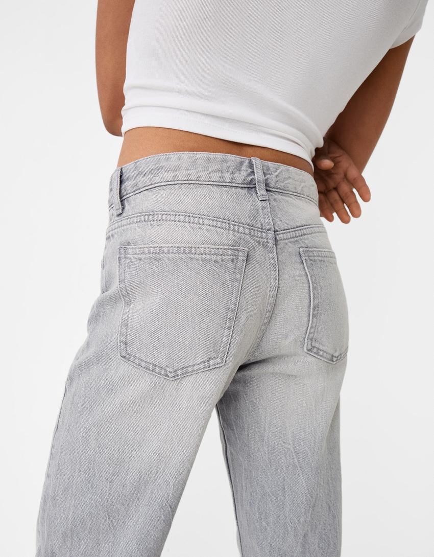 Jeans straight-Gris