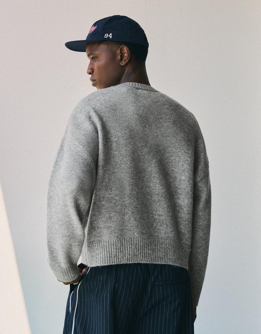 Maglia girocollo boxy fit-Grigio