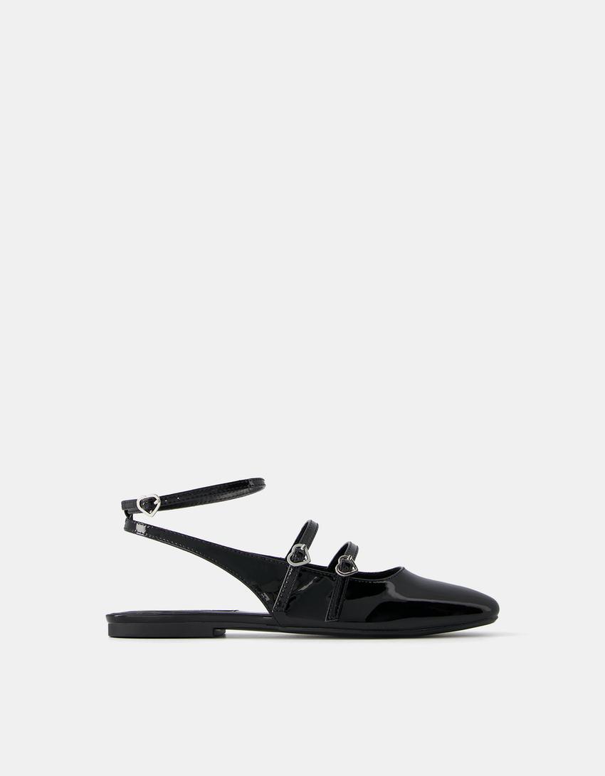 Mary Jane ballet flats with buckles-BLACK-4