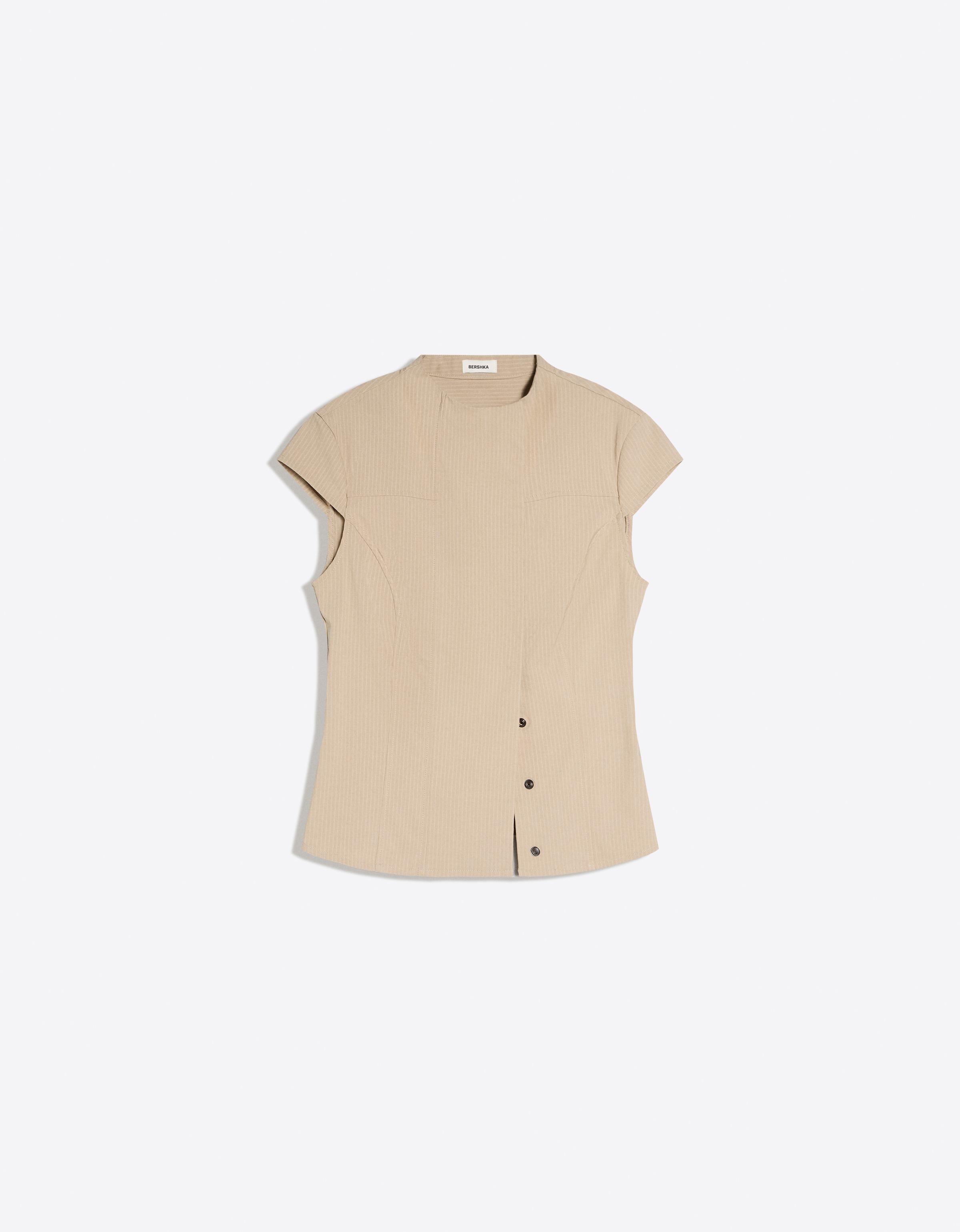 Short sleeve wrap shirt — Sand