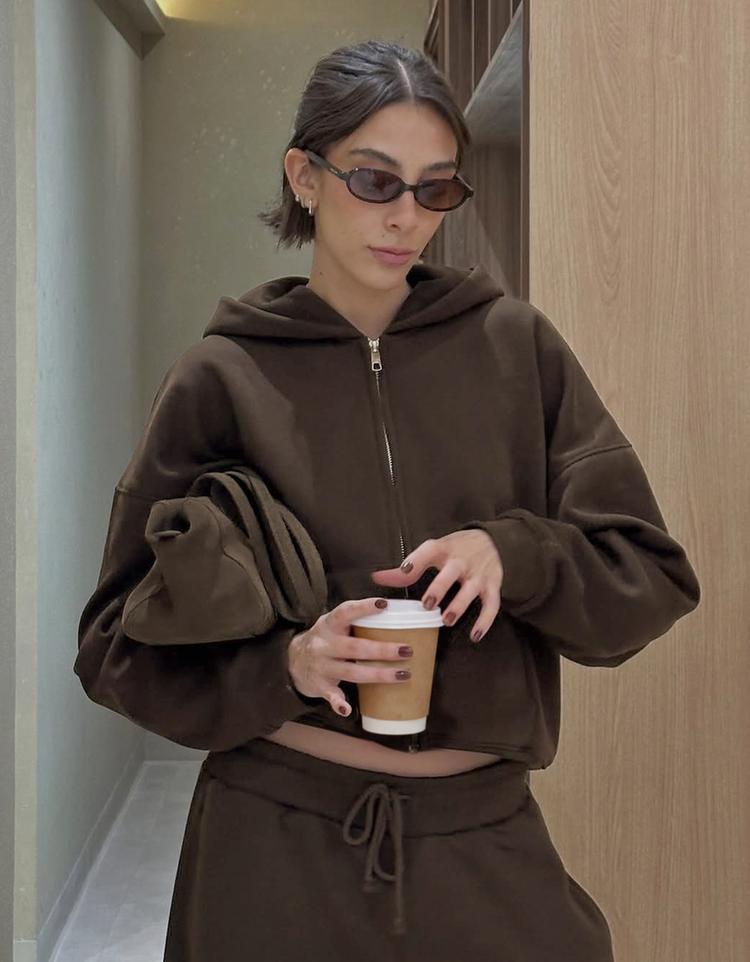 Kapüşonlu oversize fermuarlı sweatshirt