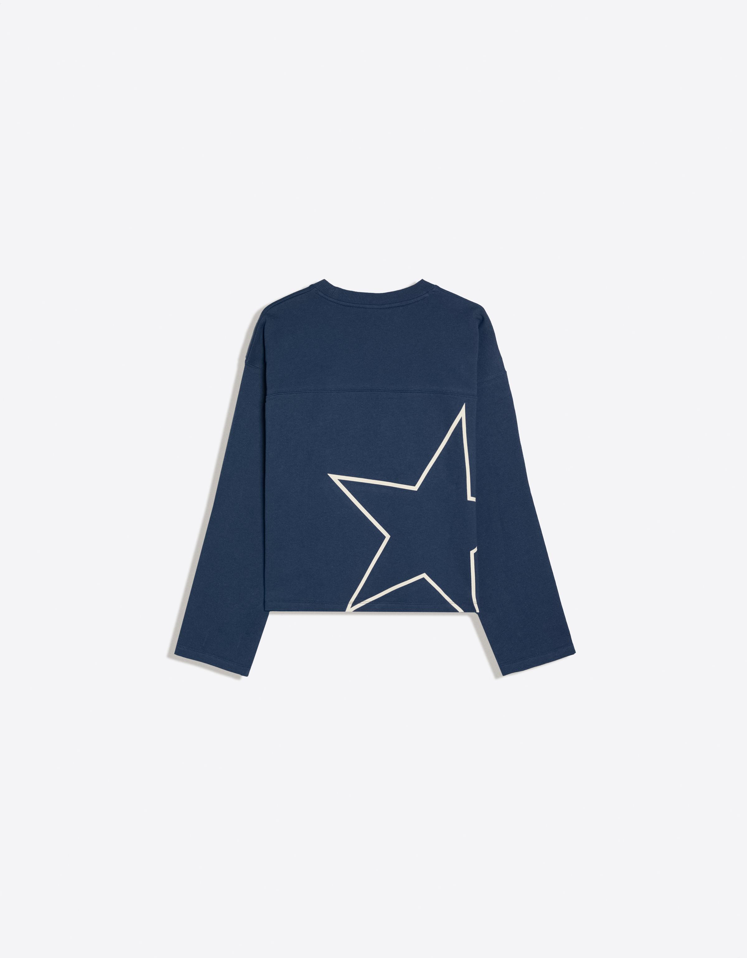 Printed round neck sweatshirt — Navy