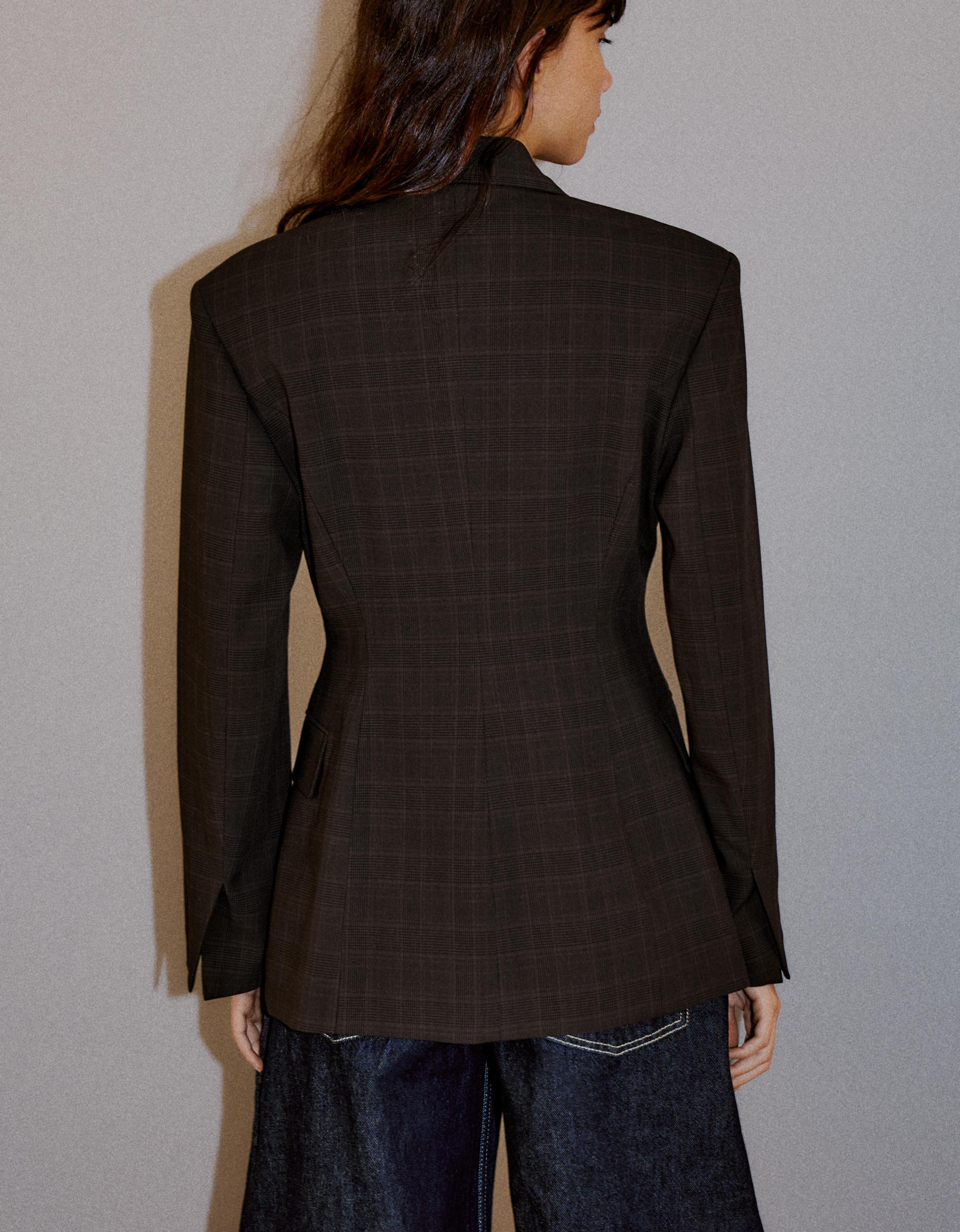 Tailored check blazer — Brown