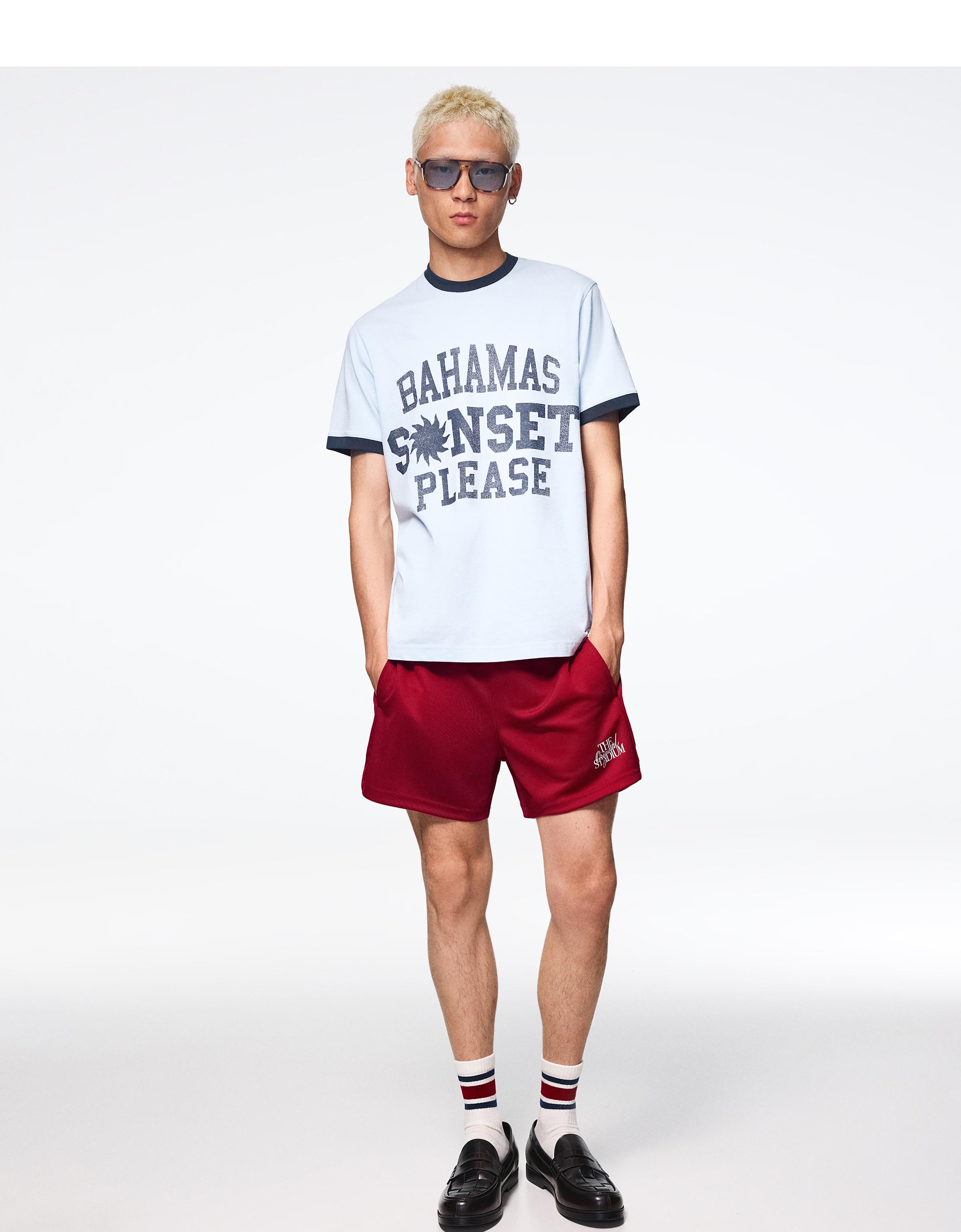 Short patch Bermuda shorts — Burgundy
