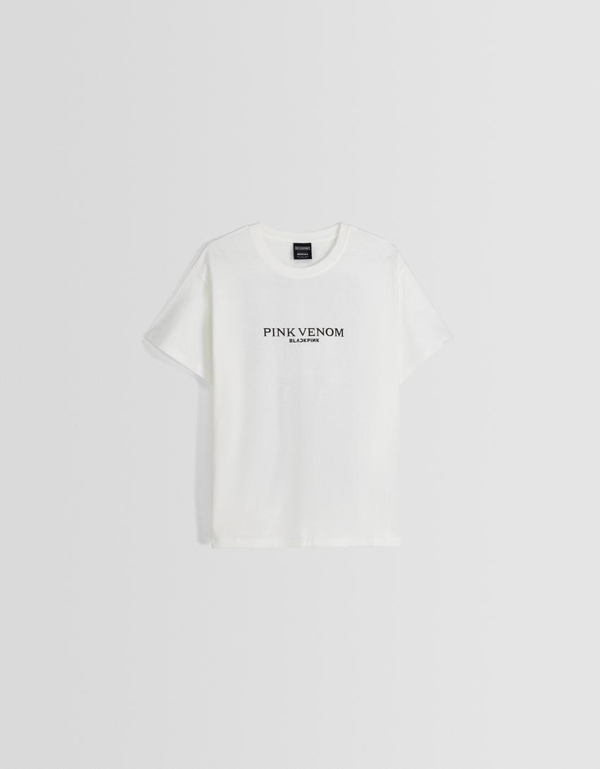 T-shirt Blackpink de manga curta com estampado-Gelo-4