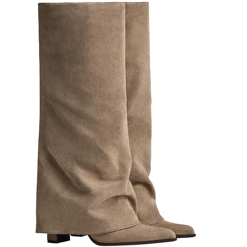 Trouser heeled boots — Tan