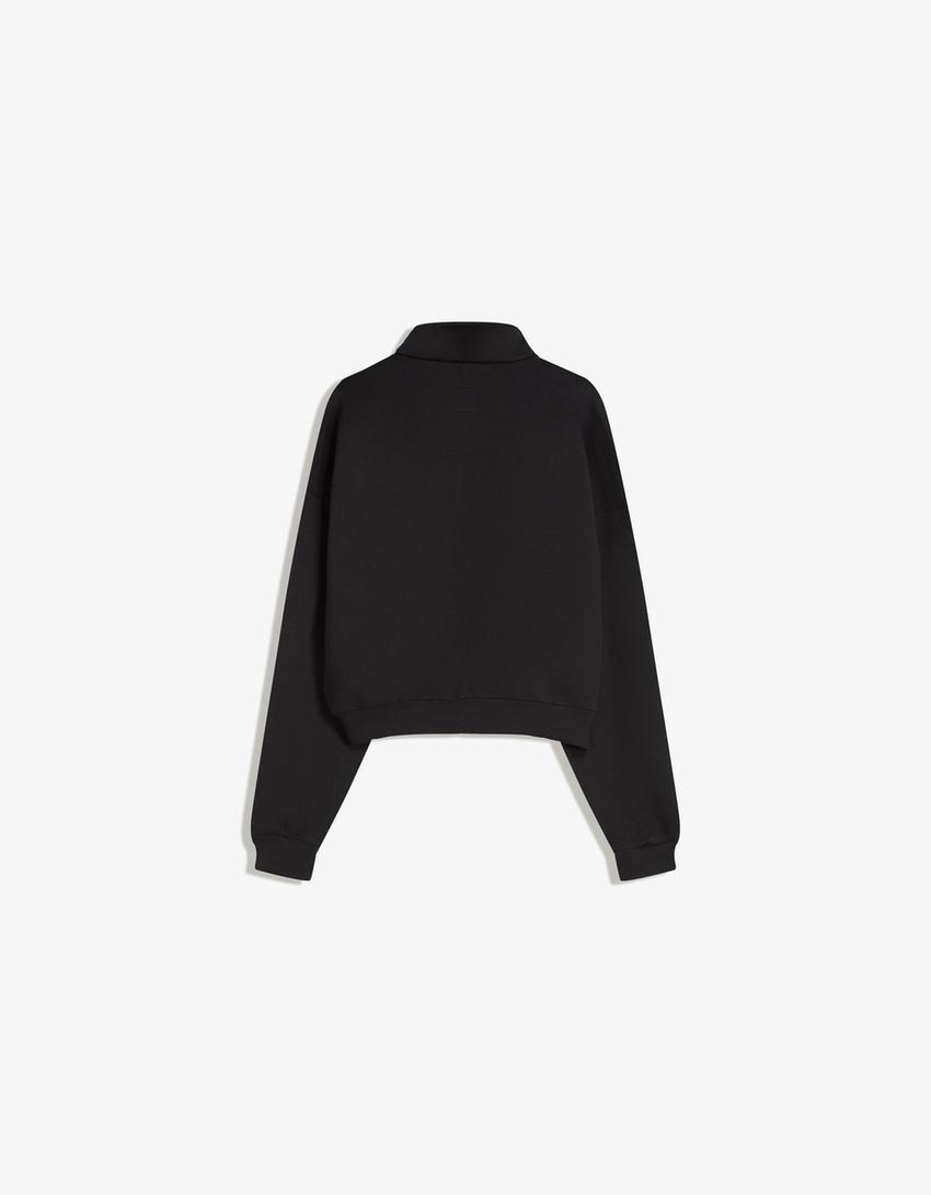 Sweatshirt mit Reißverschluss-Schwarz