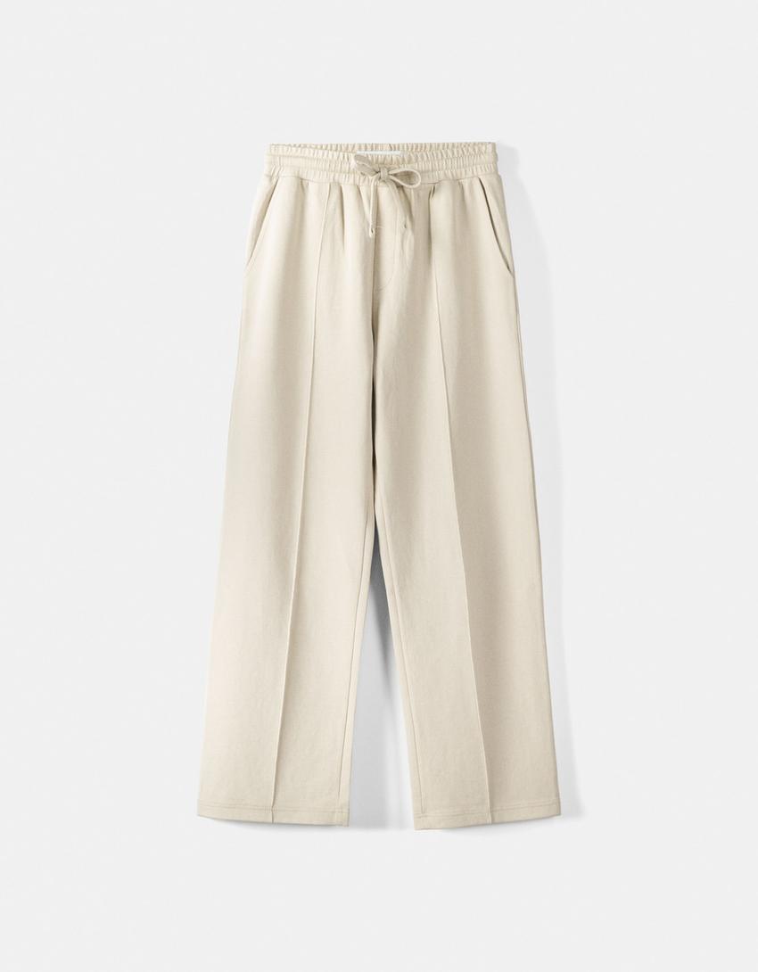 Interlock T-shirt and trousers set-Beige-6