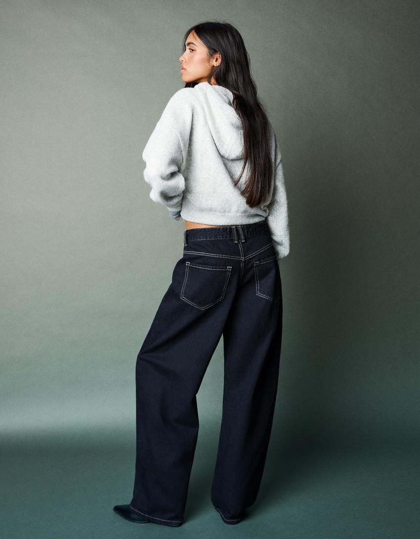 Baggy barrel jeans-Navy