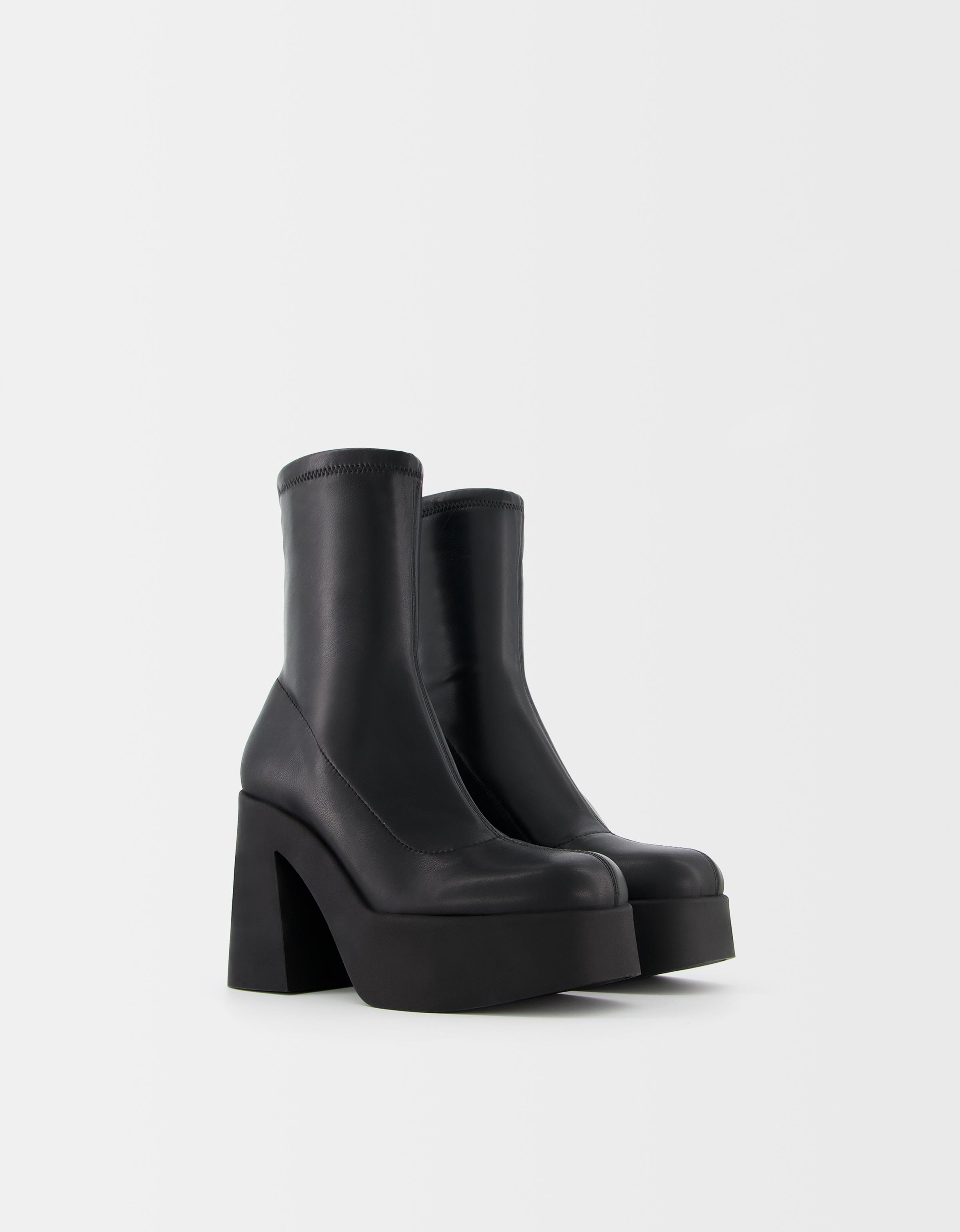 Fitted high heel platform ankle boots Shoes Women Bershka