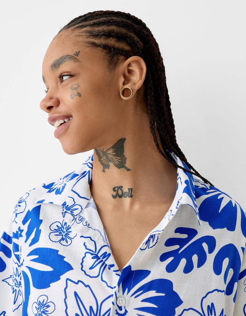 Chemise BERSSSHKA X SSSTUFFF imprimé floral-Bleu-1