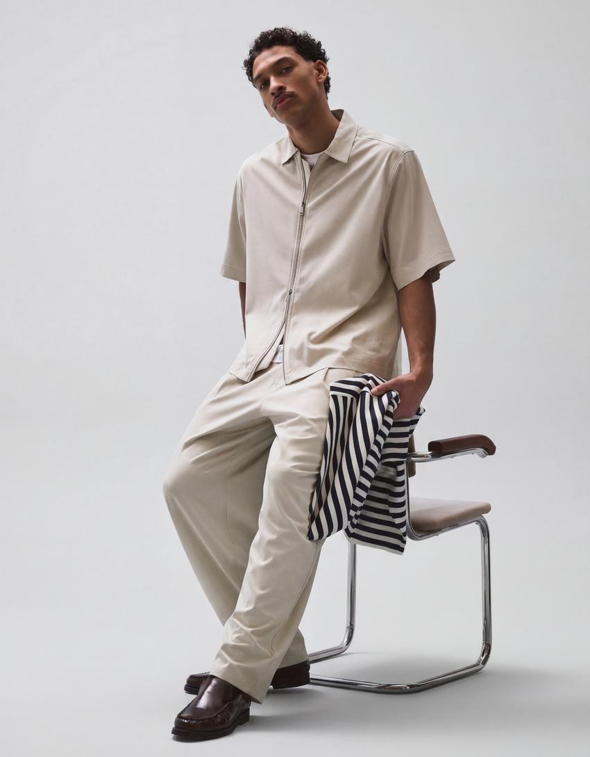 Super baggy flowing trousers with darts-Stone