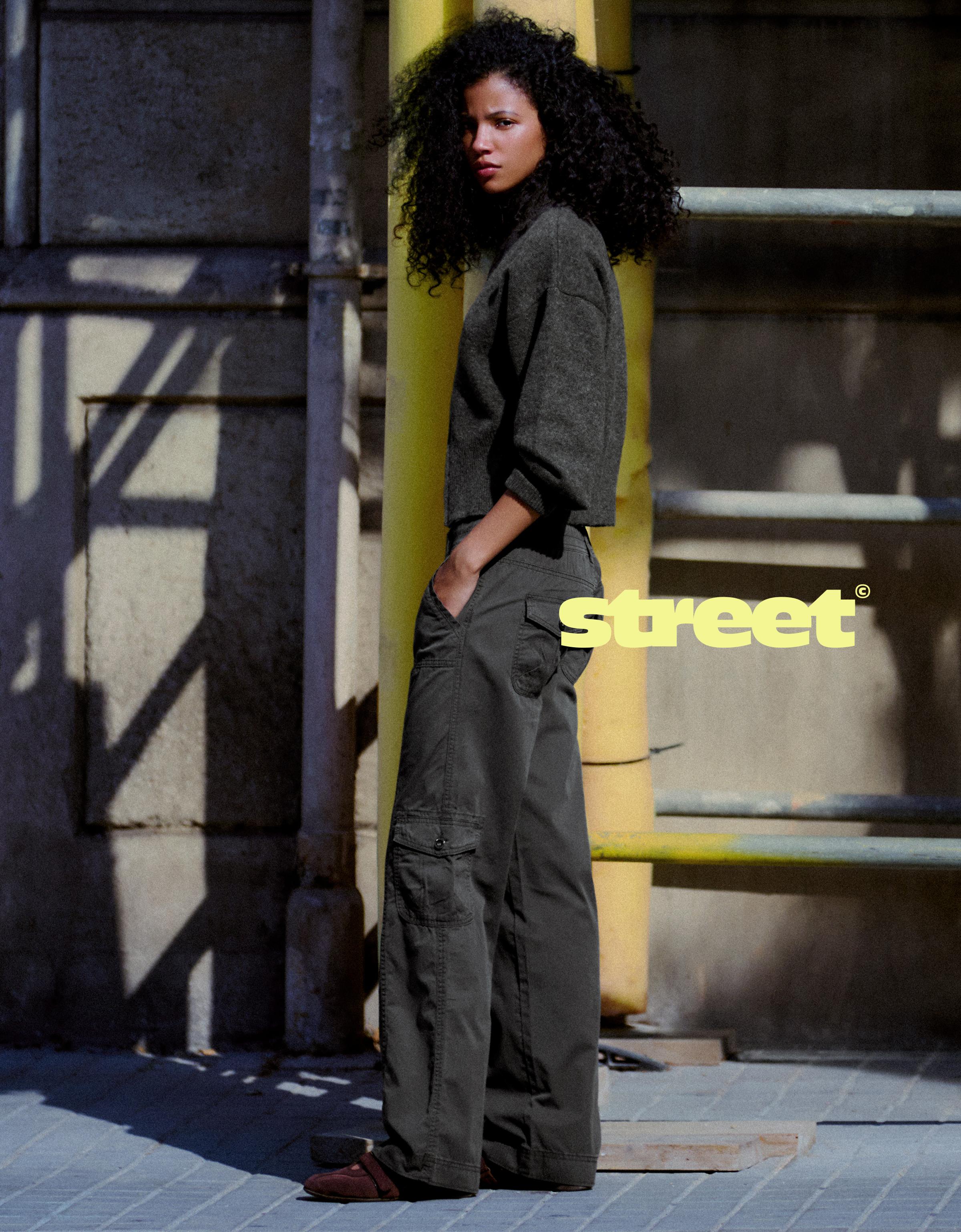 Straight cargo trousers — Khaki