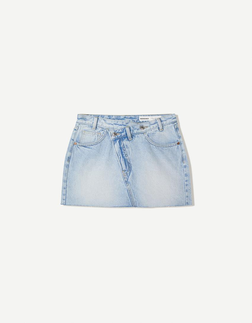 Falda pantalón denim mini-Azul lavado-3