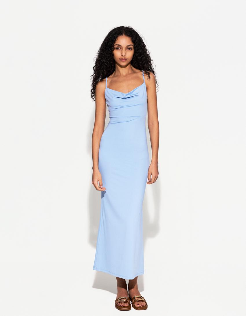 Draped Midi Dress Women Bershka draped-midi-dress-women-bershka
