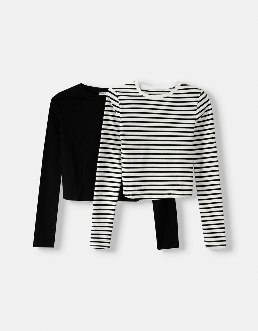 Pack of 2 round neck T-shirts-Multicolored-4