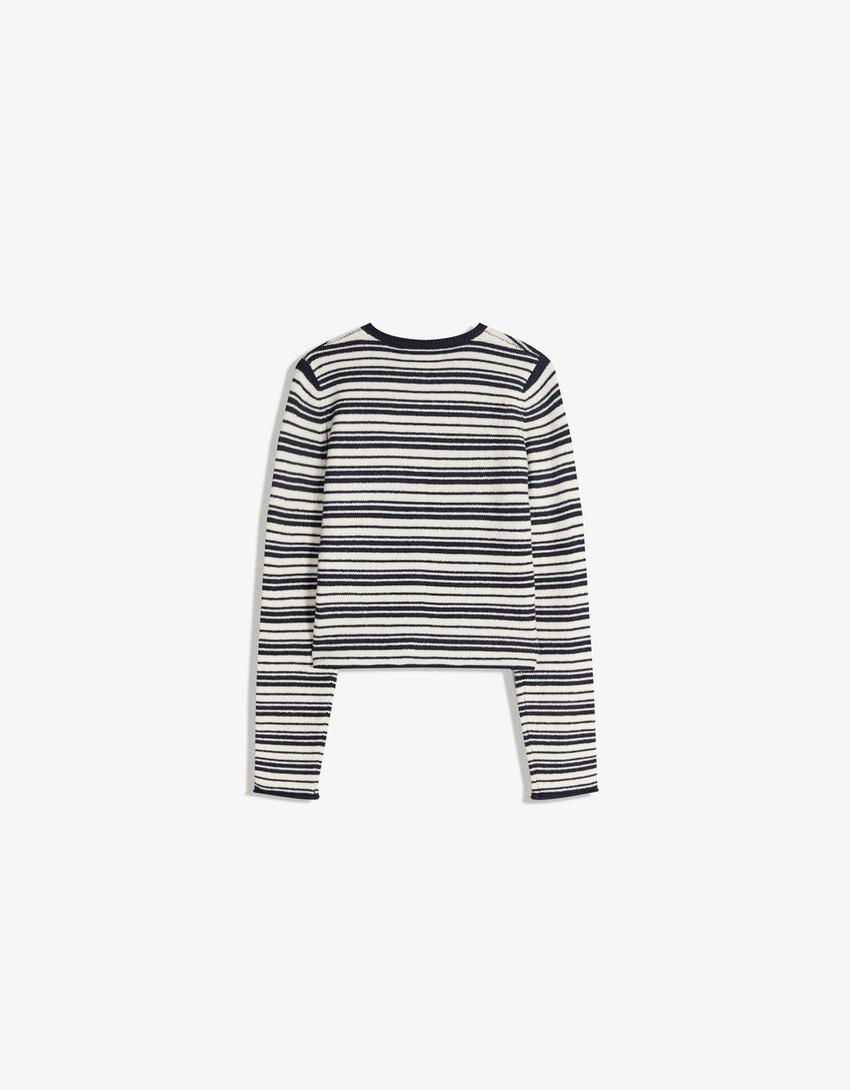 Раирана трикотажна жилетка-Синьо