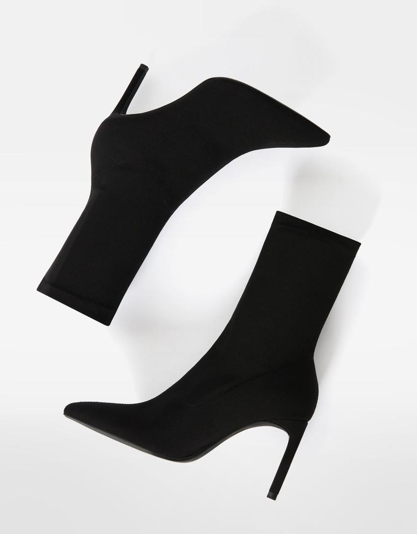 Botines tacón ajustados-Negro-2