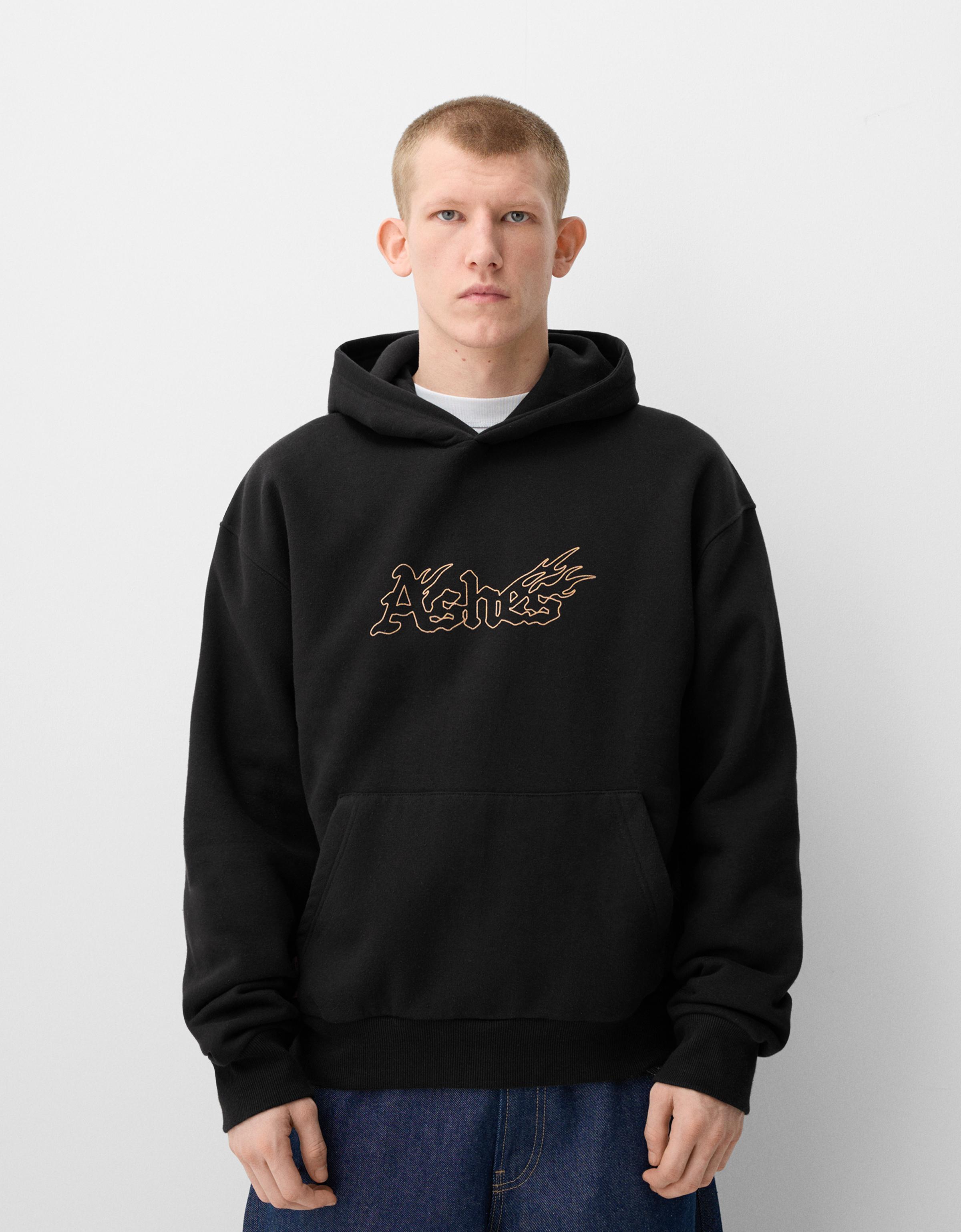 Bershka Hoodie Mit Print Herren Xl Schwarz