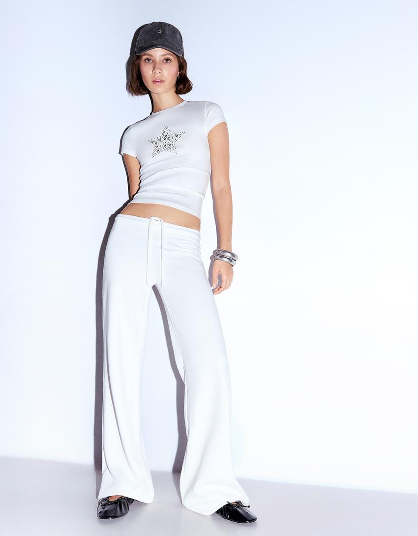 Pantalón felpa tachas-Blanco roto-2