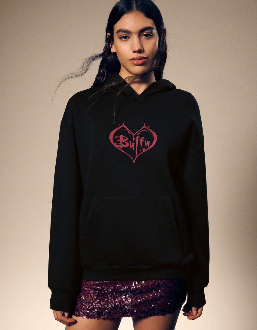 Buffy the Vampire Slayer print hoodie-Black