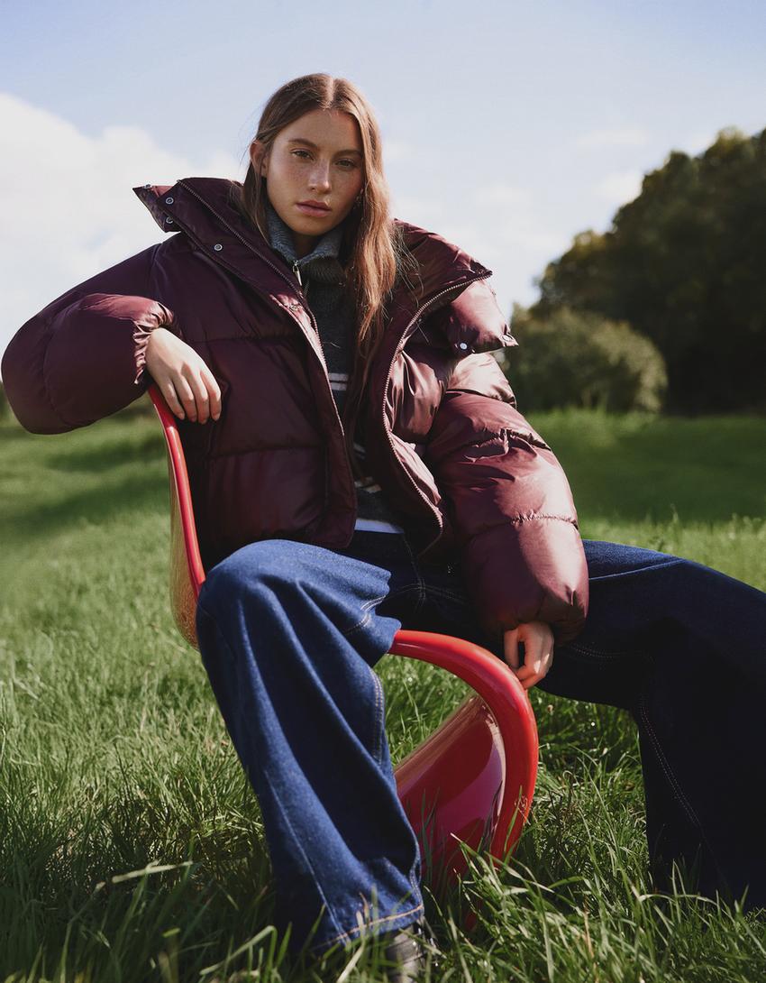 Water-repellent & thermal insulation puffer jacket-Burgundy