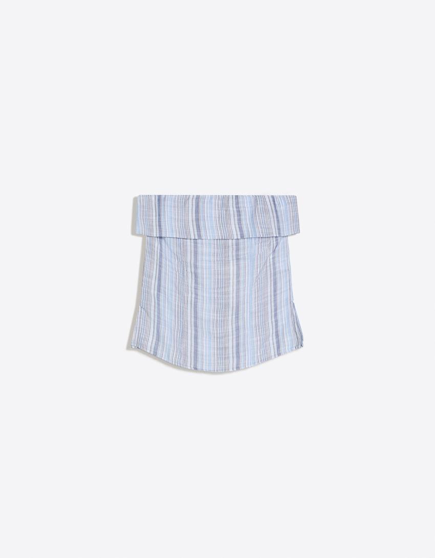 Top bandeau rayé-Bleu clair