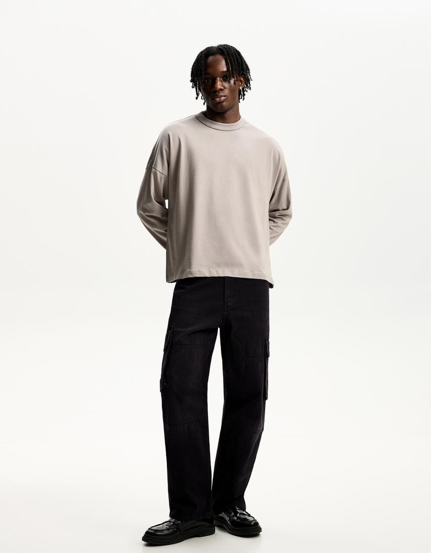 Jeans baggy cargo-Negro