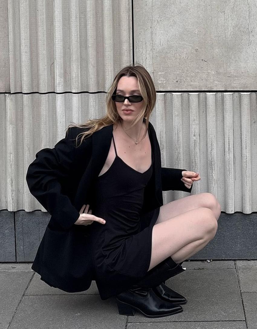 Robe mini à bretelles-Noir