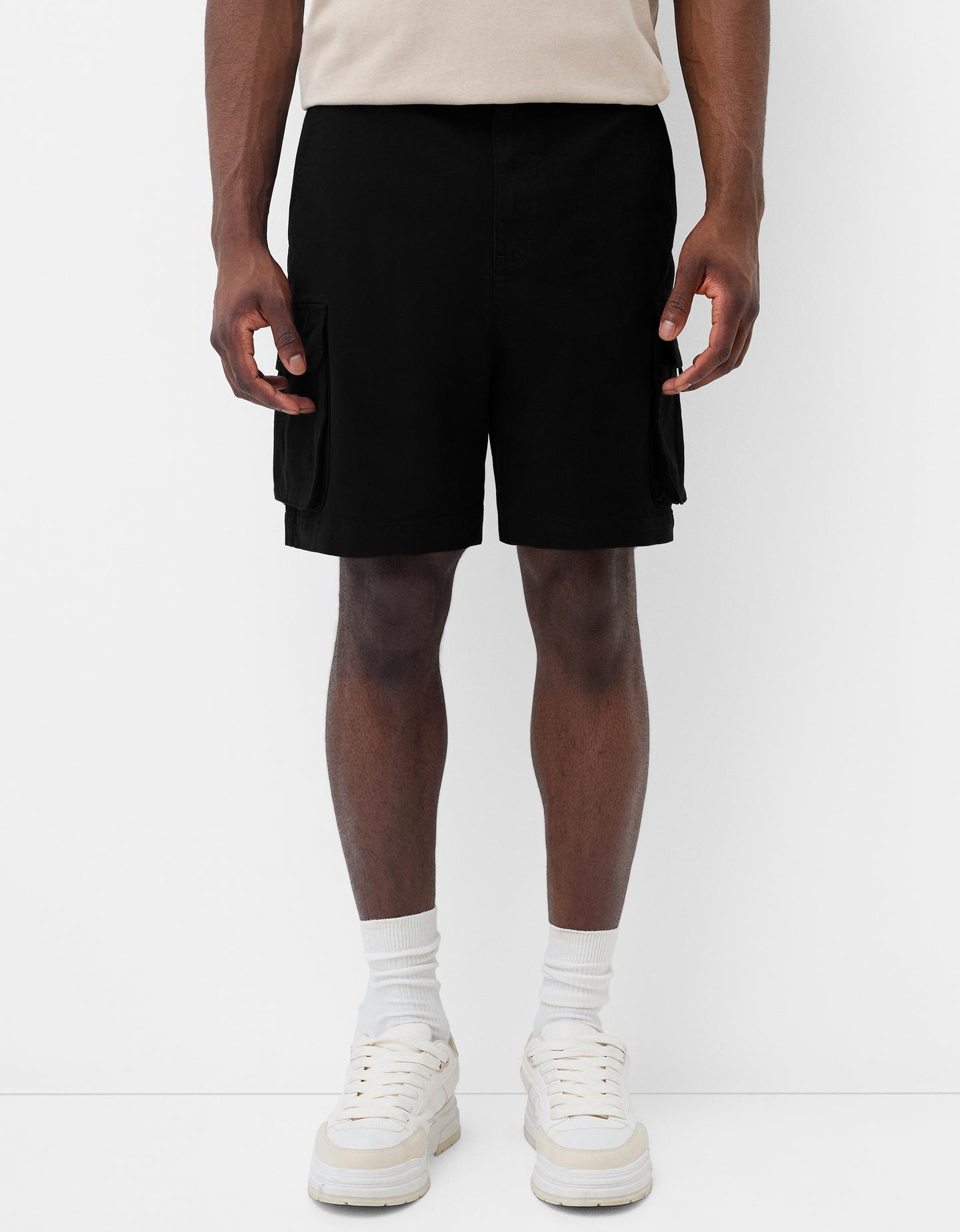 Bershka Cargo-Bermudashorts Herren 34 Schwarz