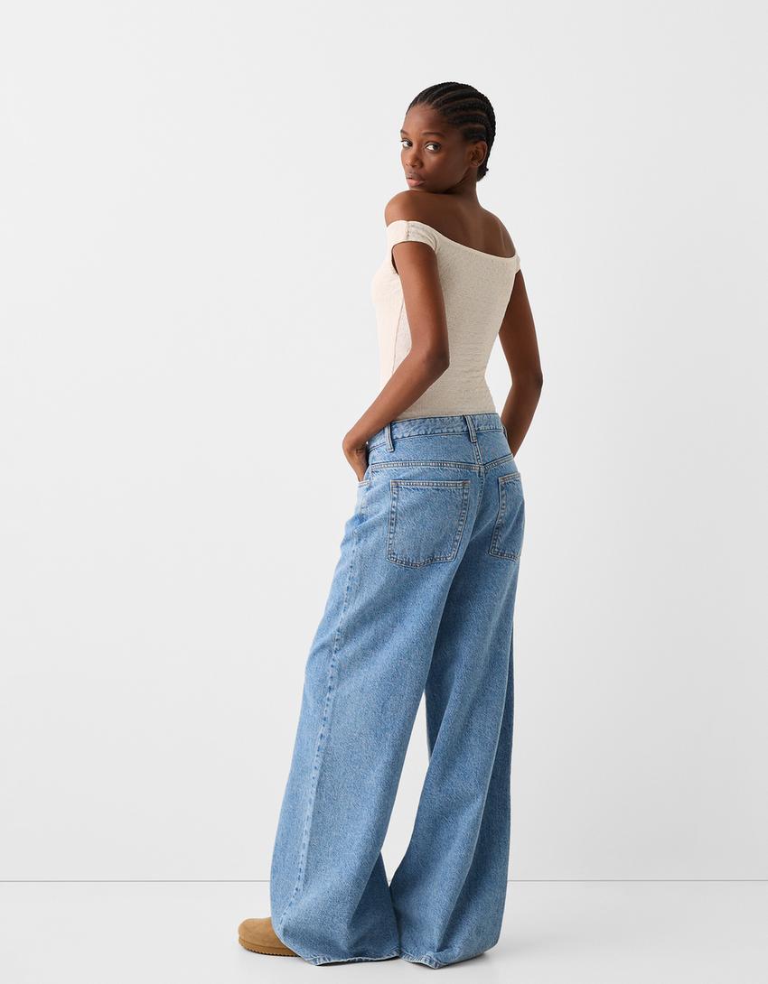 بودي بياقة باردو وملمس بارز-أبيض مطفي-1