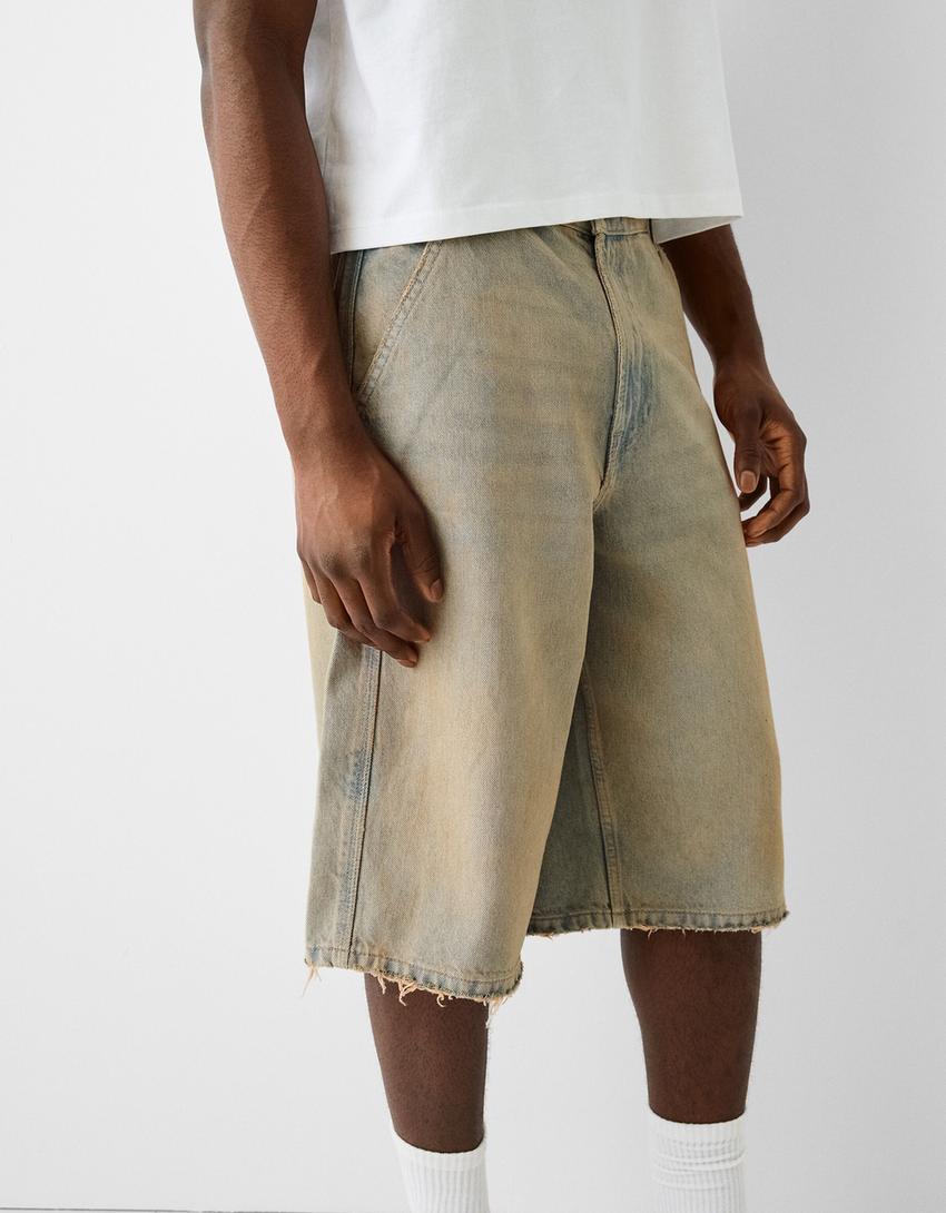 Denim skater Bermuda shorts-Light blue-2