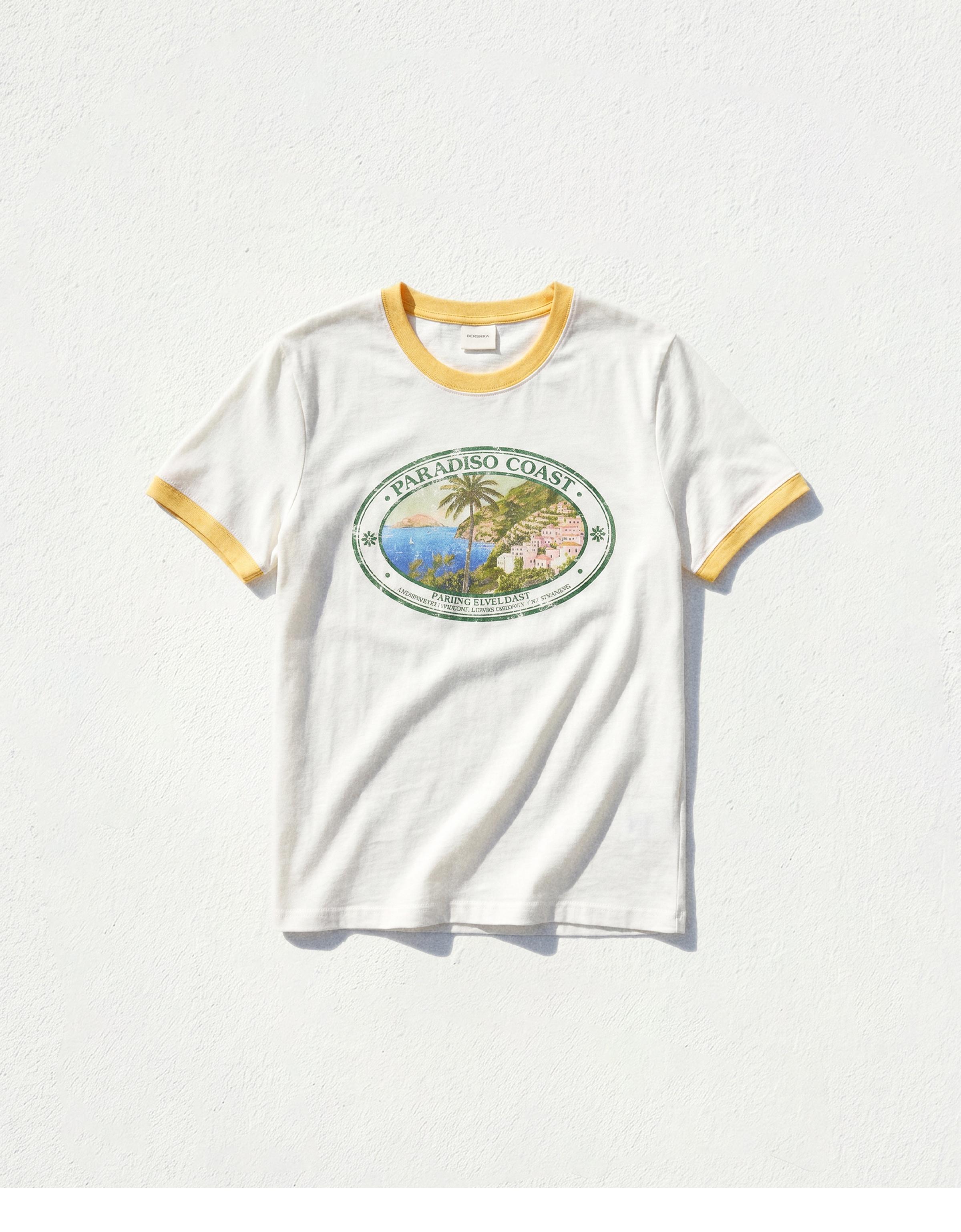 Slub knit ringer T-shirt — Off white