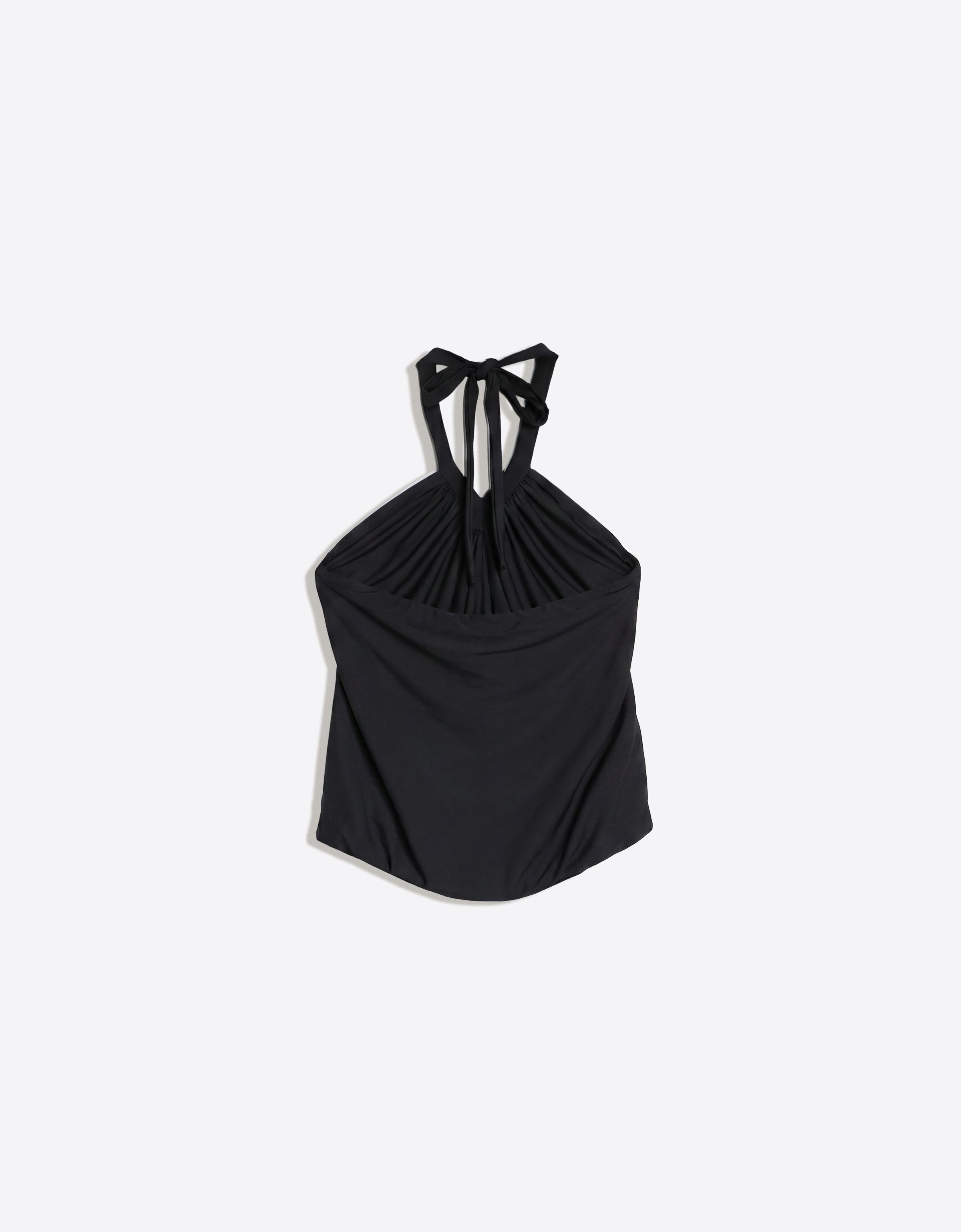 Halter peplum top — Black