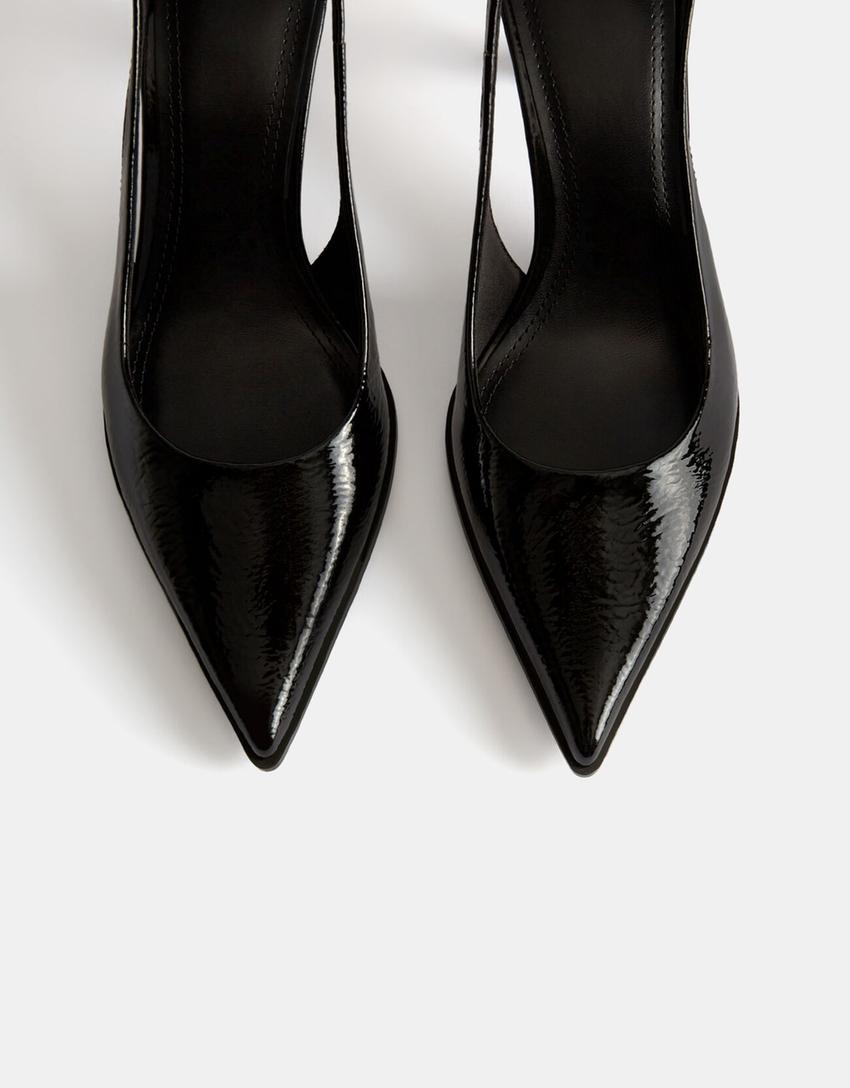 Kitten heel slingback shoes-BLACK-3