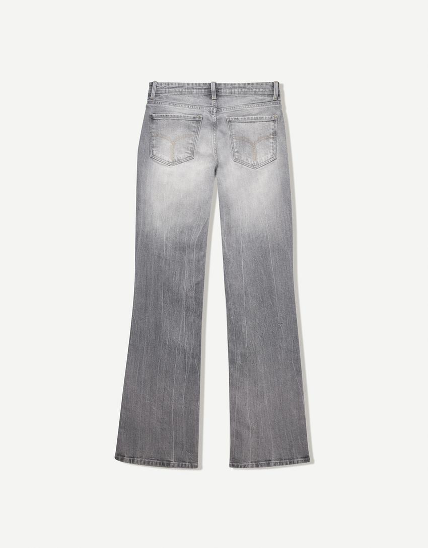 Jeans bootcut low waist-Gris