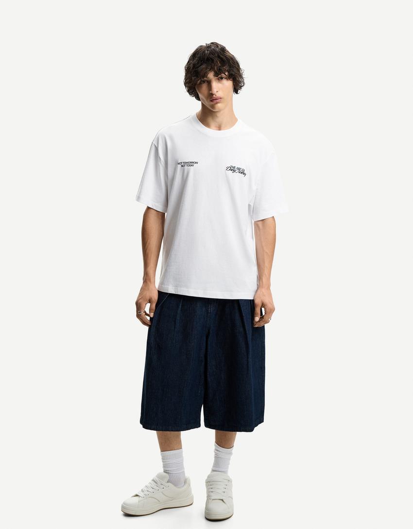 Short sleeve T-shirt with print-White-3