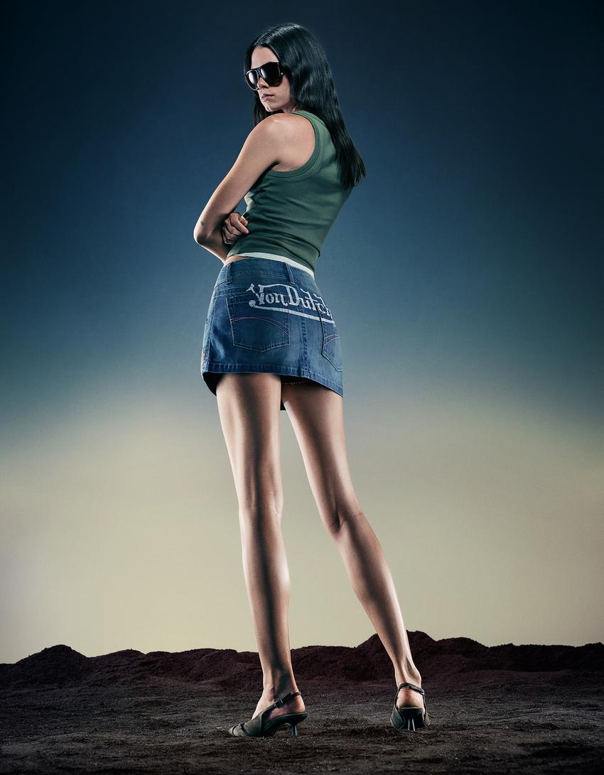 Minisaia pantalón vaqueira Von Dutch bordada-Azul lavado-2