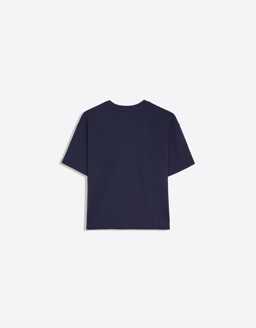 Oversize-T-Shirt mit Print-Marinenblau