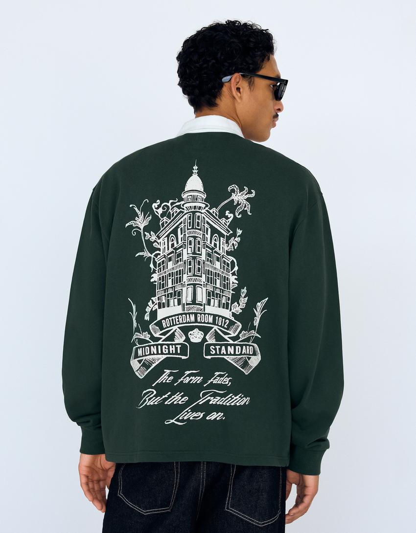 Polo màniga llarga boxy-Verd