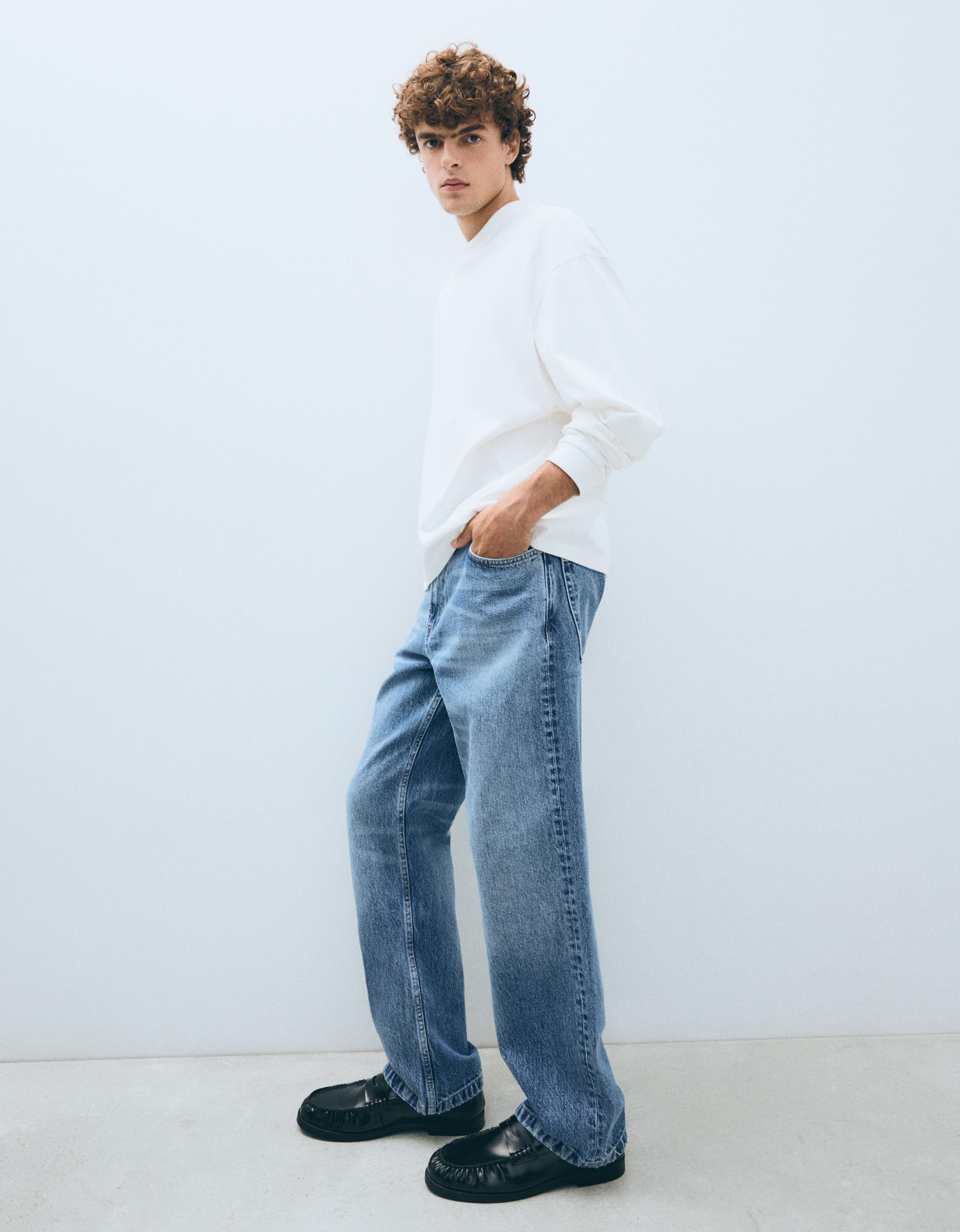 Straight wide-leg jeans — Light blue