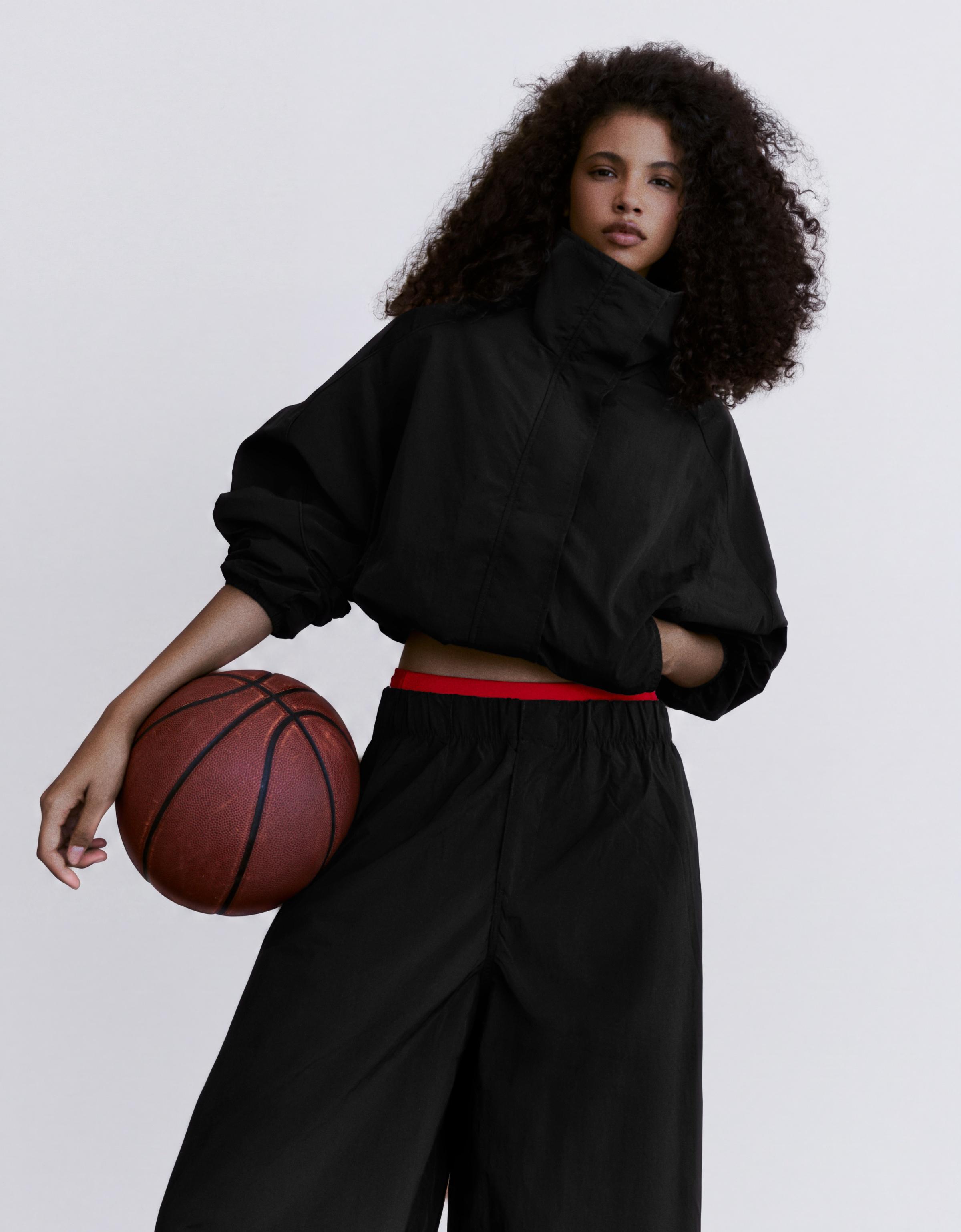 Oversize nylon batwing sleeve jacket — Black