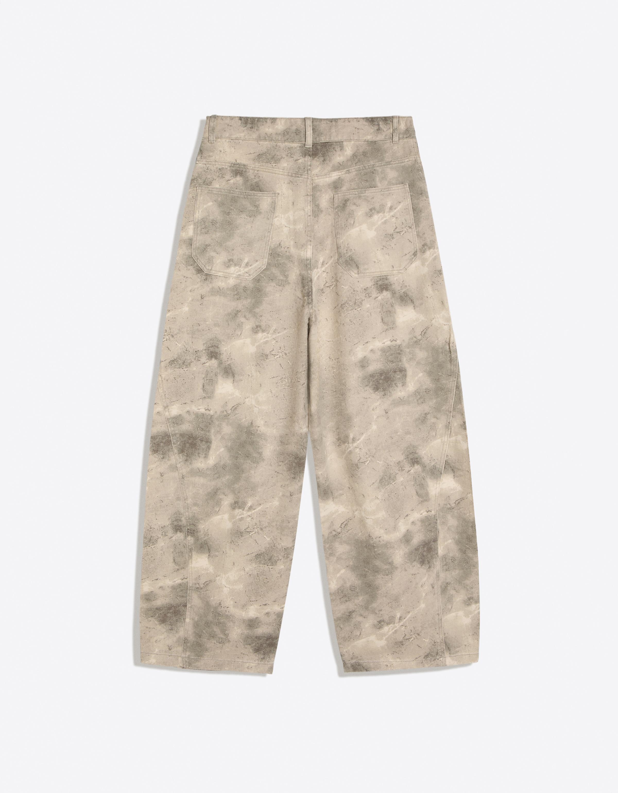 Printed barrel-leg trousers — Grey